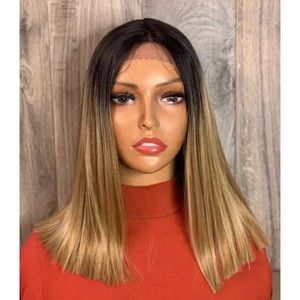 Ombre Mixed Highlights Lace Front Bob Wig